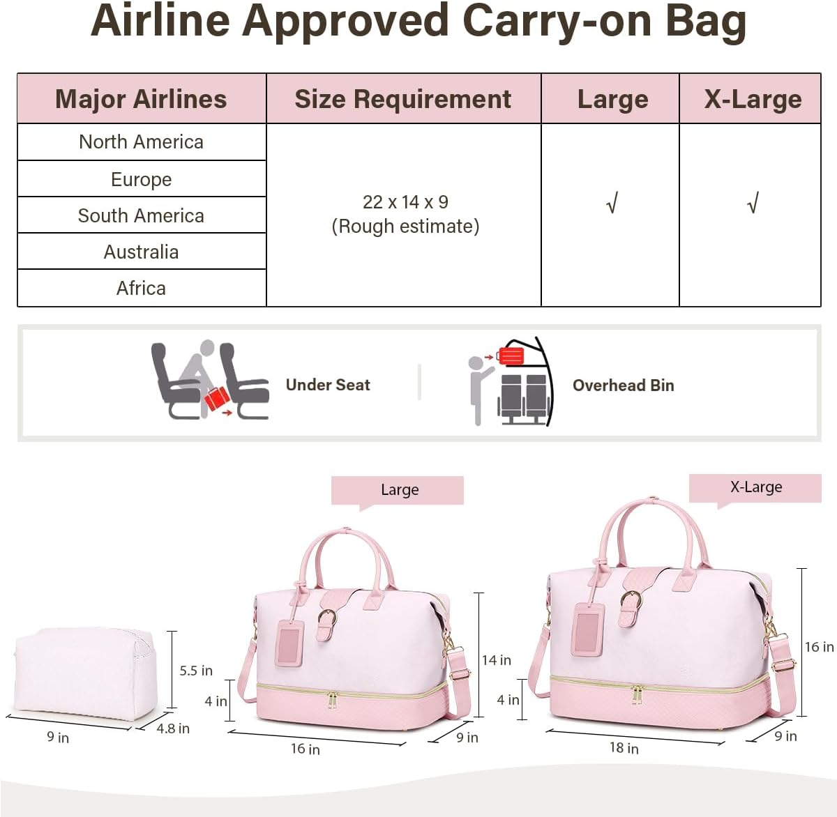 Leather Weekender Bags for Women, Travel Duffel Bag PU Overnight Bag Carry On Tote Bag with Shoe Compartment Wet Pocket