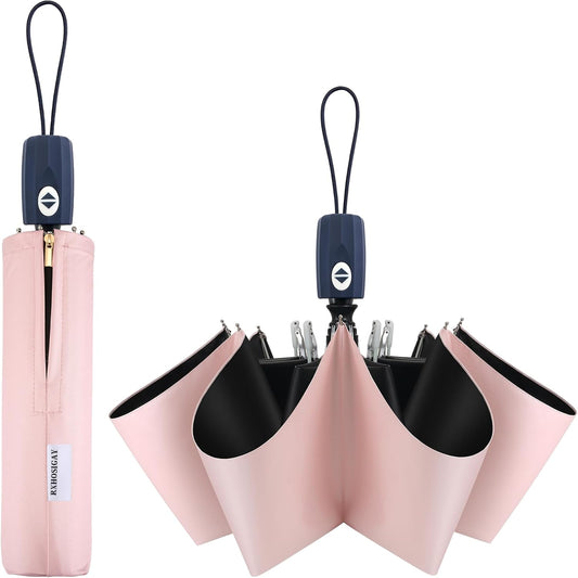 Color Glue Coating Sun Umbrella UV Protection Compact Folding Windproof Parasols Travel Auto Open Close Blocking UV 99.98%