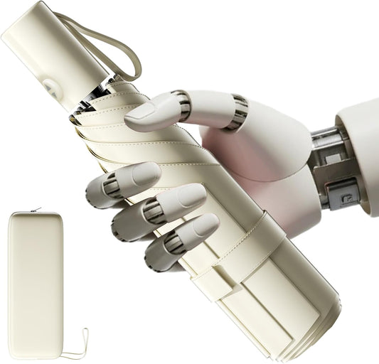 Automatic Mini Travel Windproof Folding Umbrella - UV Protection, Instant Open/Close for Rain/Sun, Small Compact Lightweight Design Fits in Tote Bag/Travel Case/Backpack for Commute, Women & Men