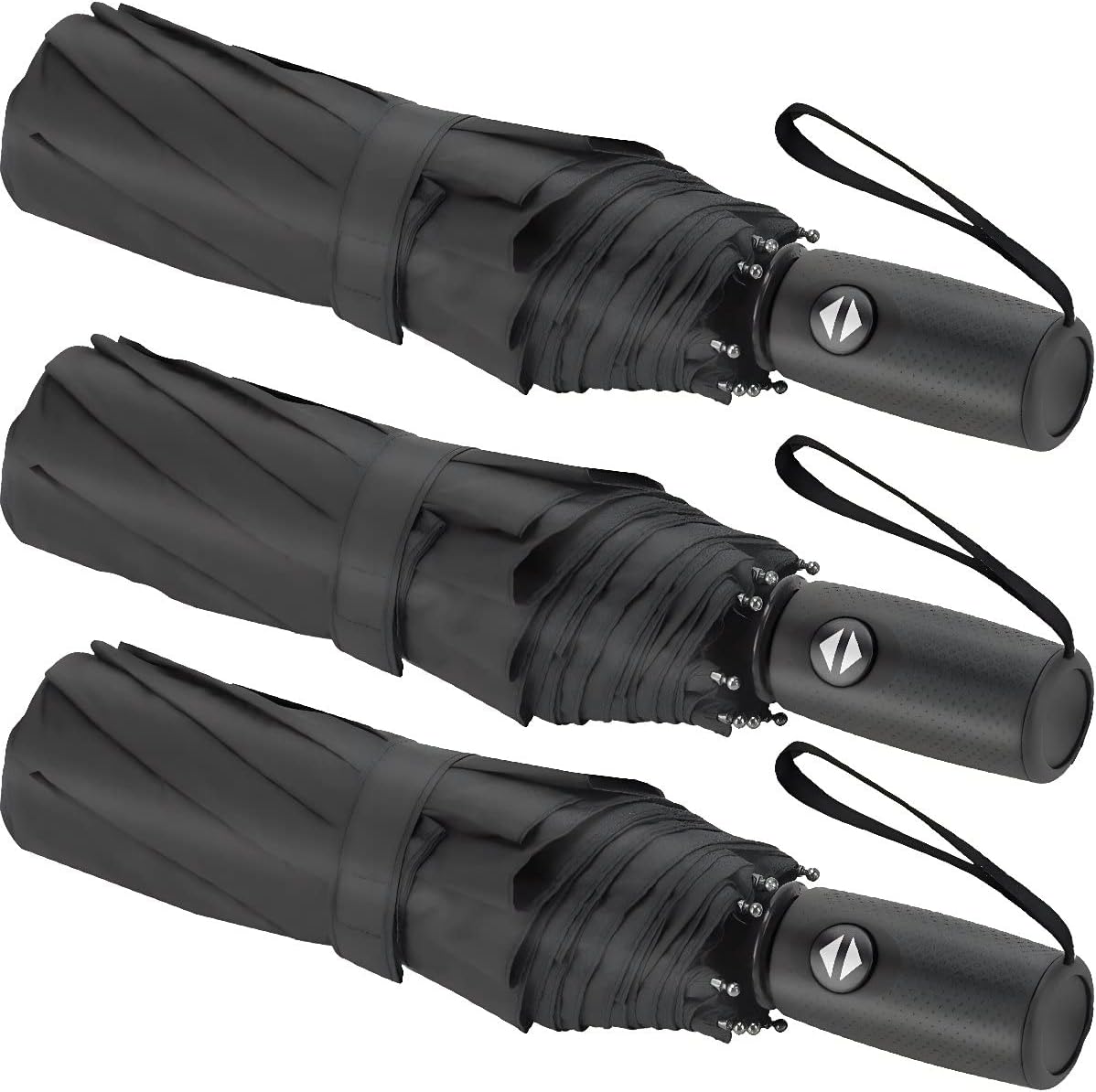 Liberty Imports 3 Pack Windproof Travel Rain Umbrellas - Compact, Light, Automatic, Strong and Portable - for Men and Women