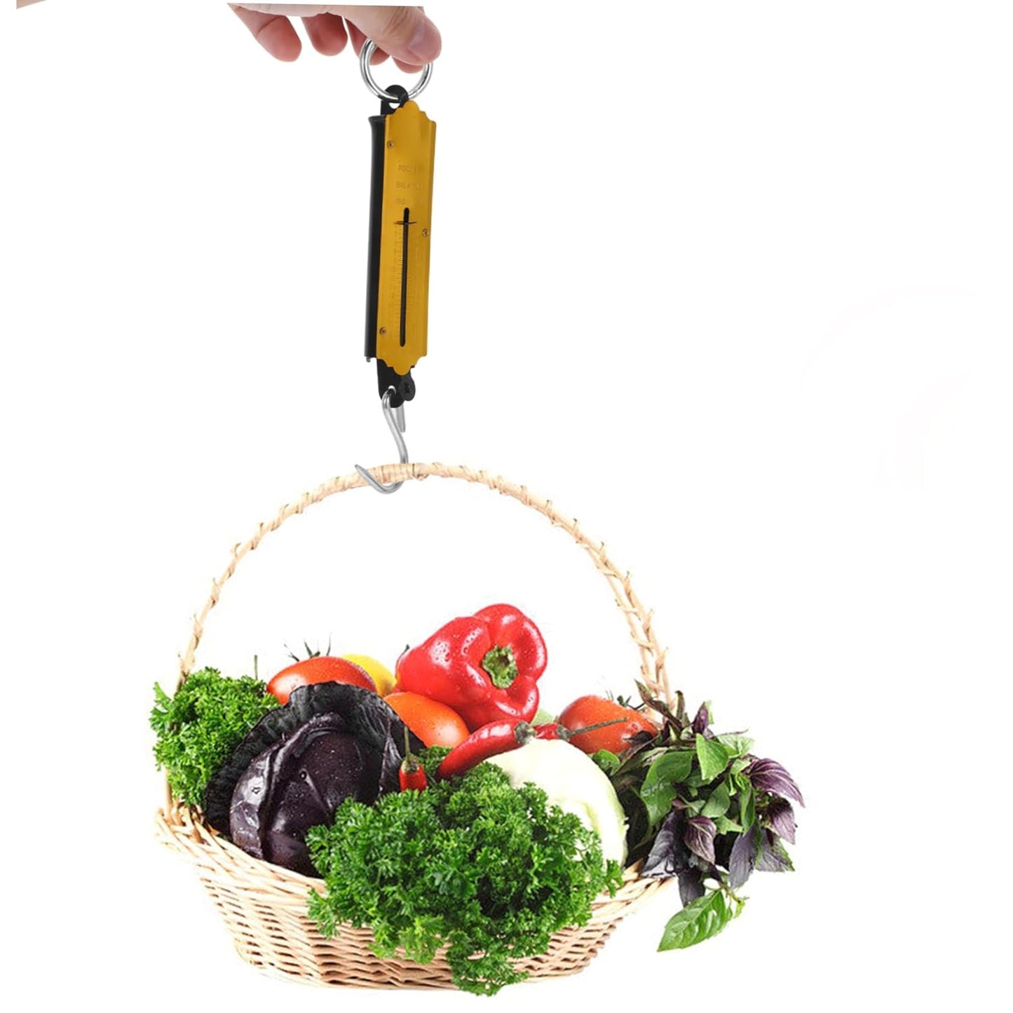 KICHOUSE Compact Handheld Spring Scale for Weighing Fish and Vegetables High Precision Portable Weigher for Travel and Grocery Use Easy to Carry up