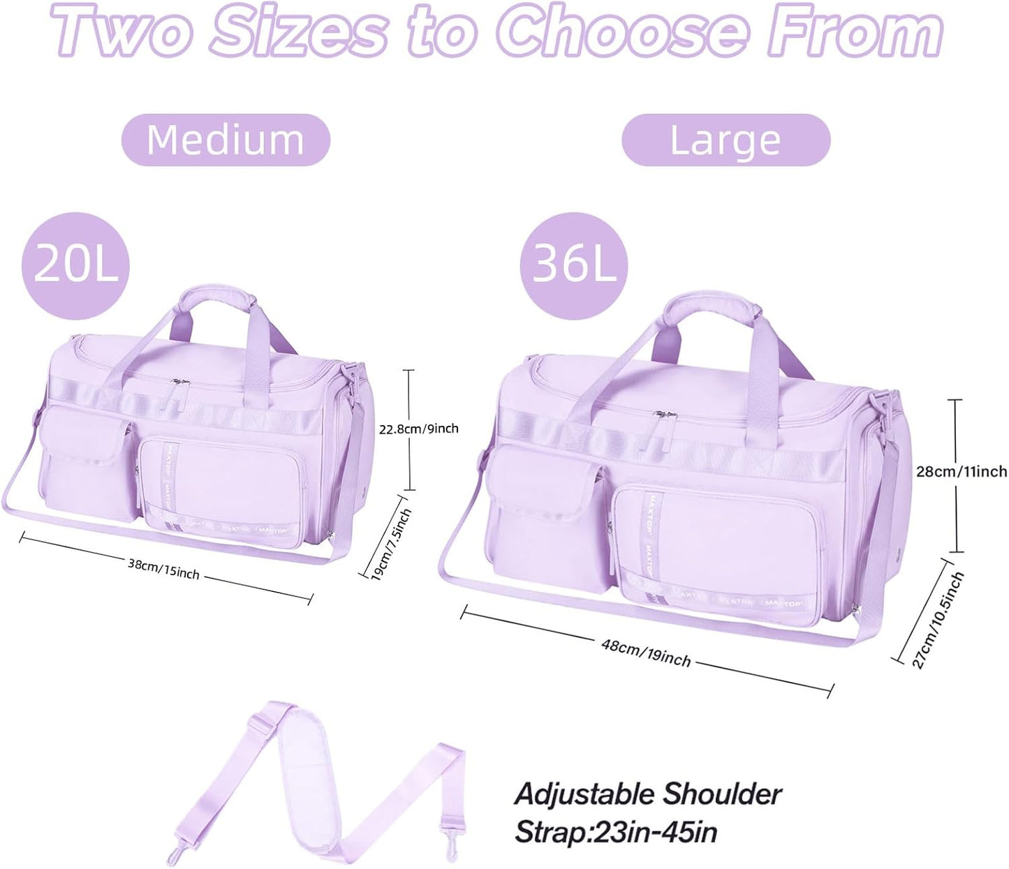 MAXTOP Gym Bag for Women Men Travel Duffle Bag Large Capacity Carry On Weekender Overnight Bag With Shoe Compartment Gym Tote Dry Wet Separation Duffel Bag for Travel