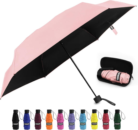 Yoobure Small Mini Umbrella with Case Light Compact Design Perfect for Travel Lightweight Portable Parasol Outdoor Sun&Rain Umbrellas