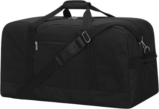 55L Large Duffle Bag for Men Travel - 25 inch Weekender Duffel Bag with Hard Bottom - Black