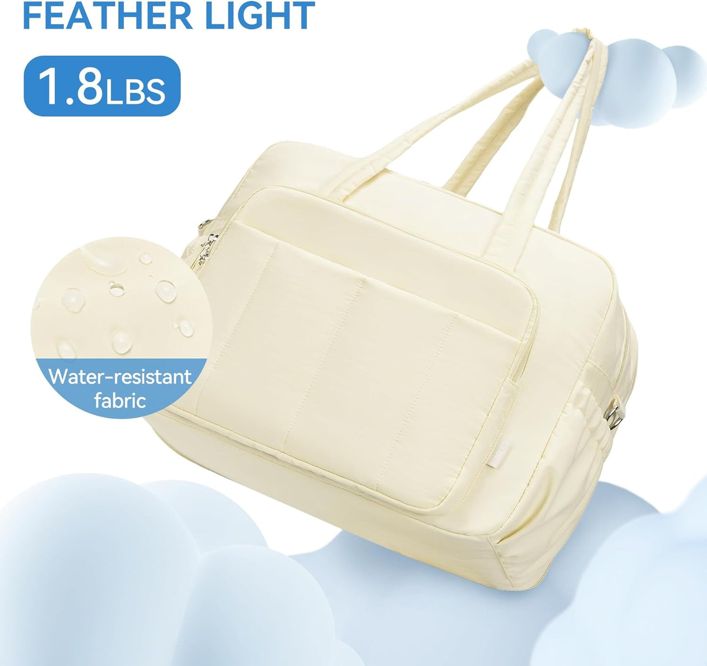 CLUCI Weekender Travel Bag for Women Puffer Tote Bag Carry On Duffle Overnight Bags with Shoe Compartment