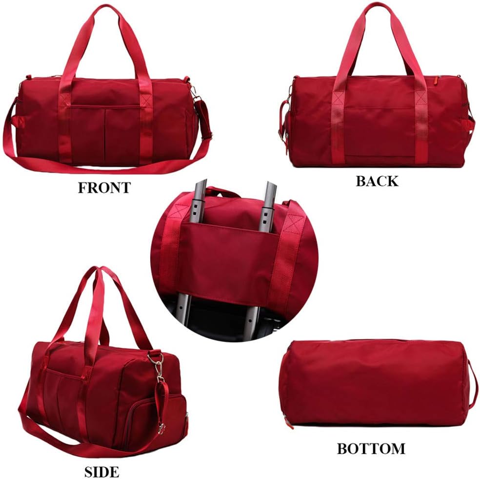 KARRESLY Sports Gym Bag for Women Travel Duffel Bag with Wet Pocket and Shoes Compartment for Training Swim Yoga(Red1)