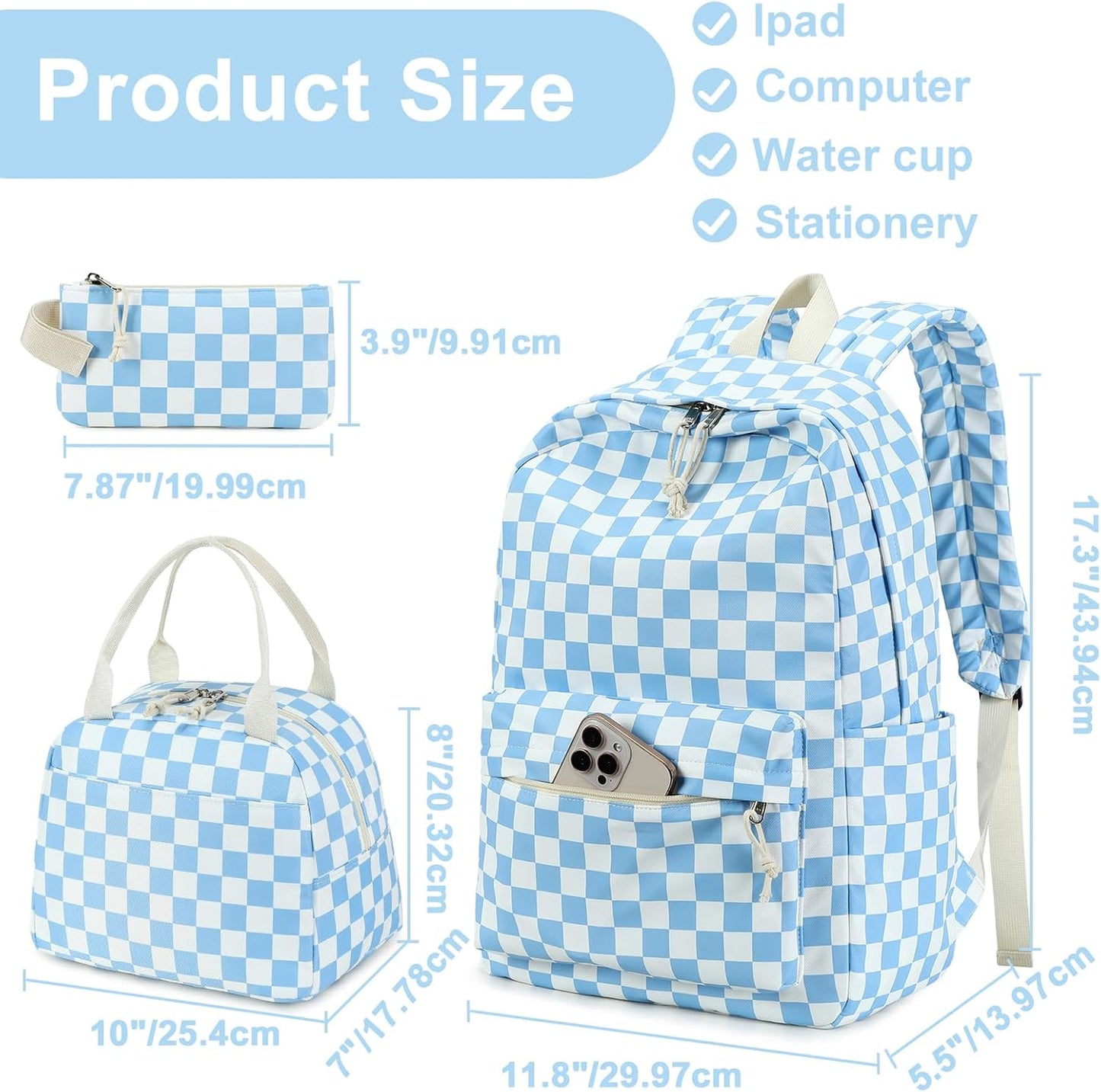 LEDAOU Backpack for Girls School Bag Kids Bookbag Teen Backpack Set Daypack with Lunch Bag and Pencil Case