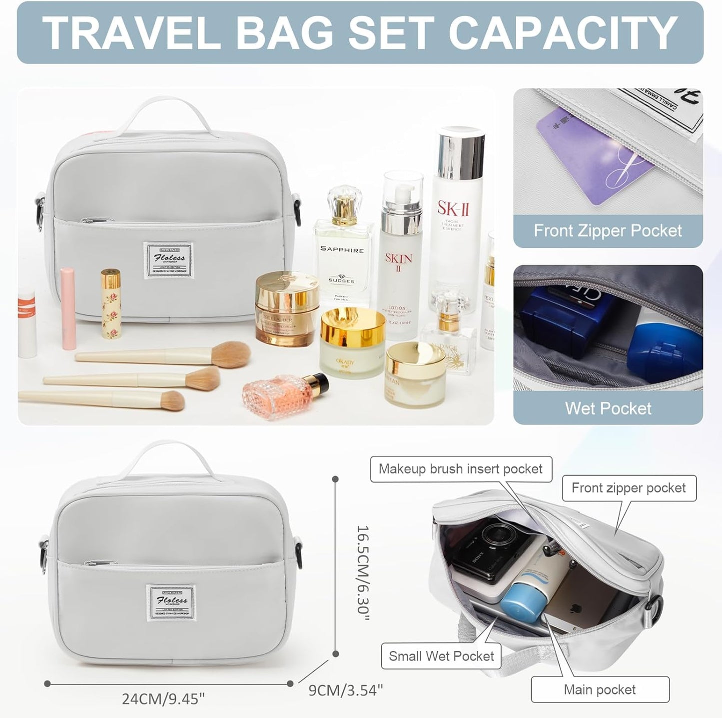 Gym Bag for Women with Shoes Compartment,Small Duffel Bag Sport bag with Toiletry Bag Overnight Travel Tote Bags Weekender Carry on Bag Personal Item Bags for Airlines Grey