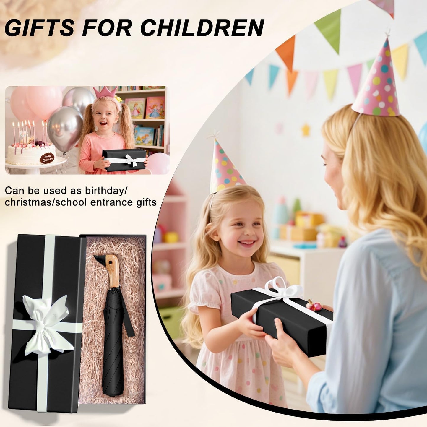 LEAGERA Cute Duck Head Umbrella - Auto Open & Manual Close Easy Folding Portable Lightweight Umbrella for Rain Wood Handle Duck Gifts