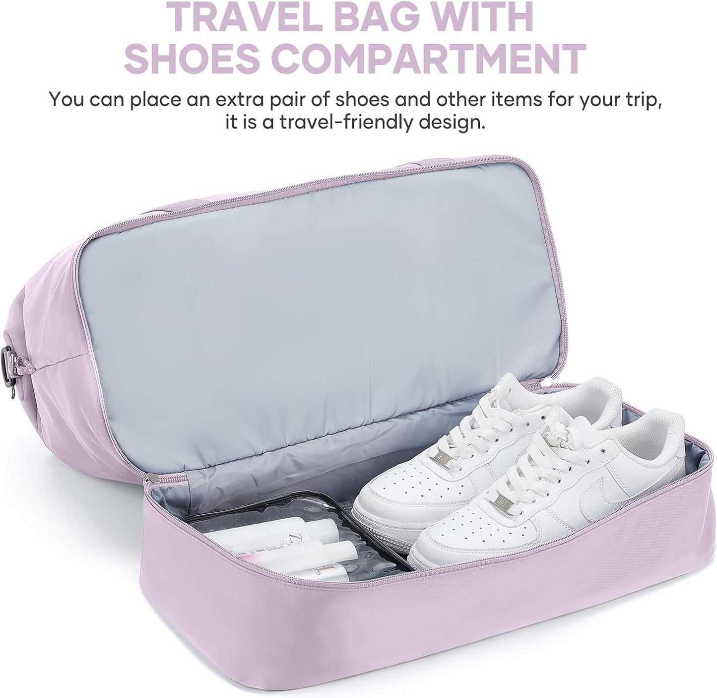 Travel Duffel Bag, Sports Tote Gym Bag, Shoulder Weekender Overnight Bag for Women