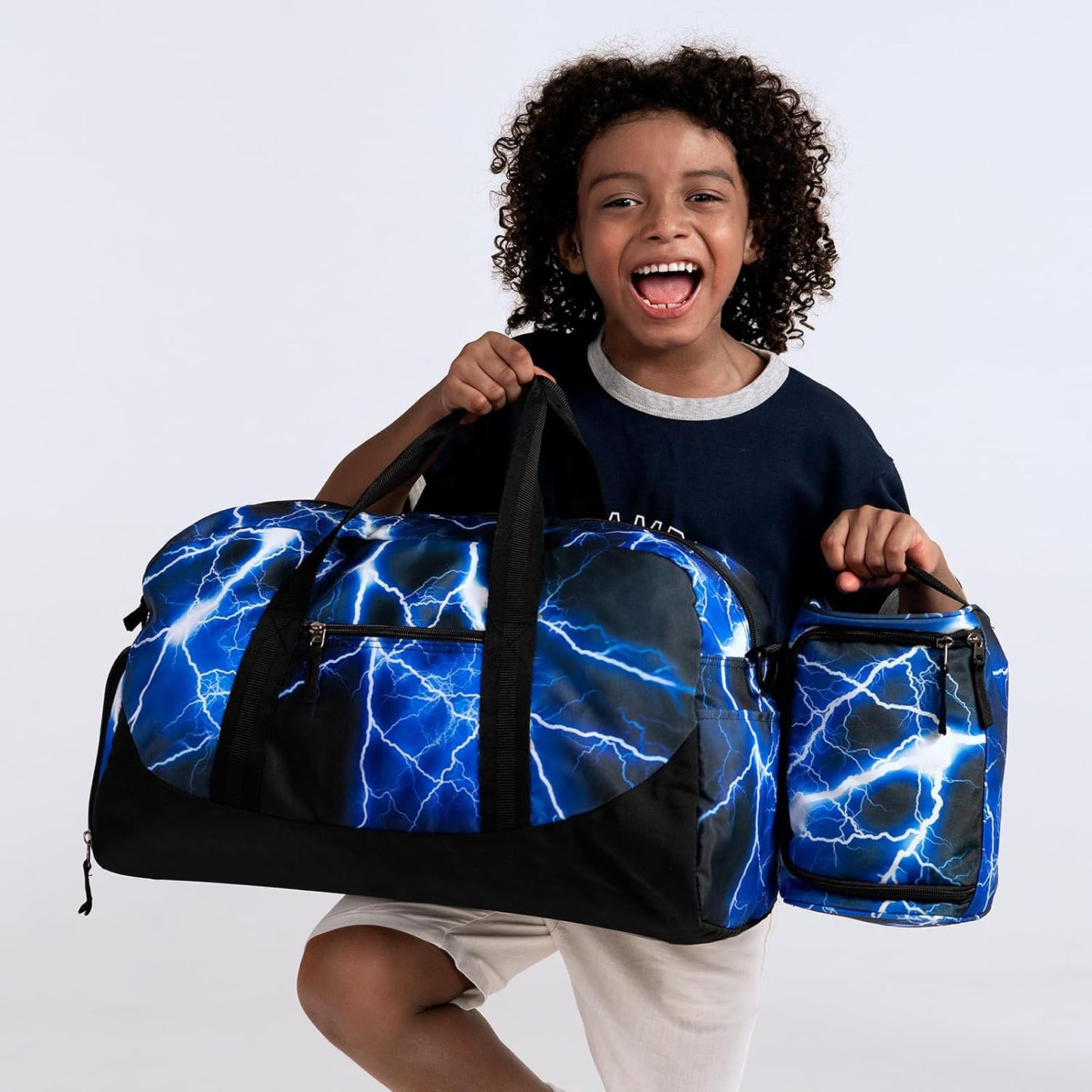 Choco Mocha Kids Duffle Bag Boys Spaceship Duffle Bag for Kids Travel Bag Boys Overnight Bag for Kids Duffel Bags Toddler Weekender Bag Childrens Kids Gym Sports Sleepover Bag 6-8 Gift Blue