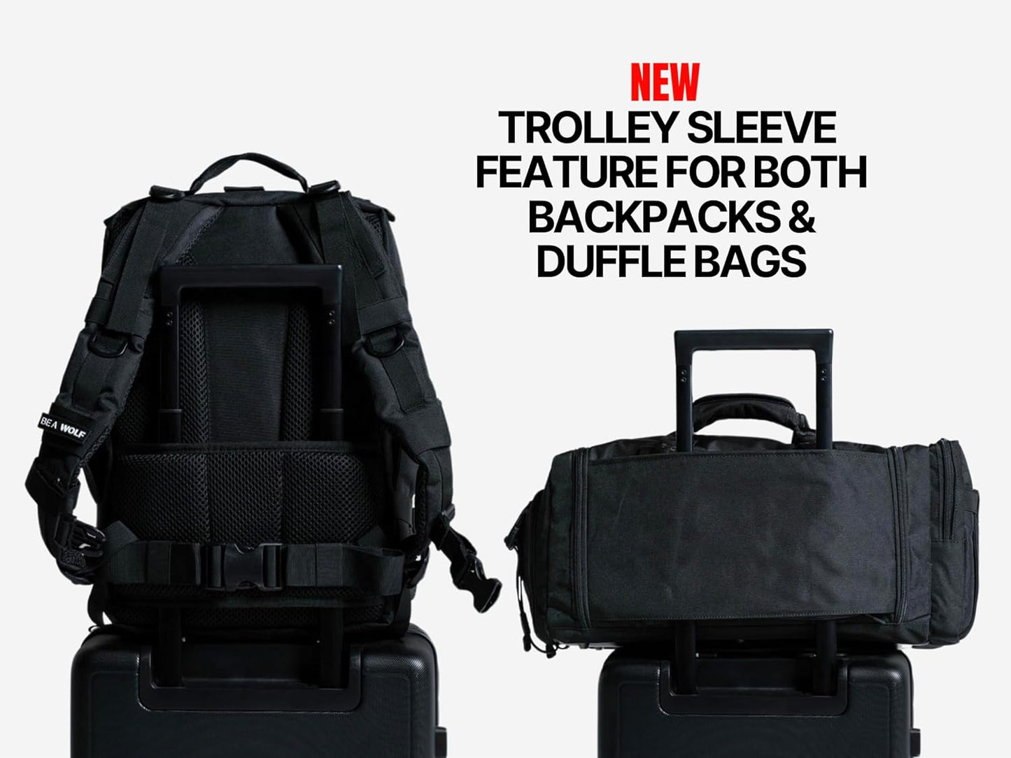 WOLFpak 20L Mini Duffle Bag for Gym & Travel | Waterproof Carry-On Weekender Bag with Shoe Compartment, Hard Bottom, and Tactical Molle System (Fire)