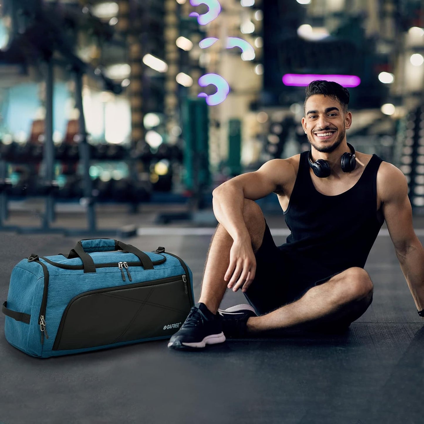 G4Free 45L/60L 3-Way Duffle Backpack Gym Bag with Wet Pocket & Shoes Compartment Sports Travel Weekender Overnight Duffel Bag