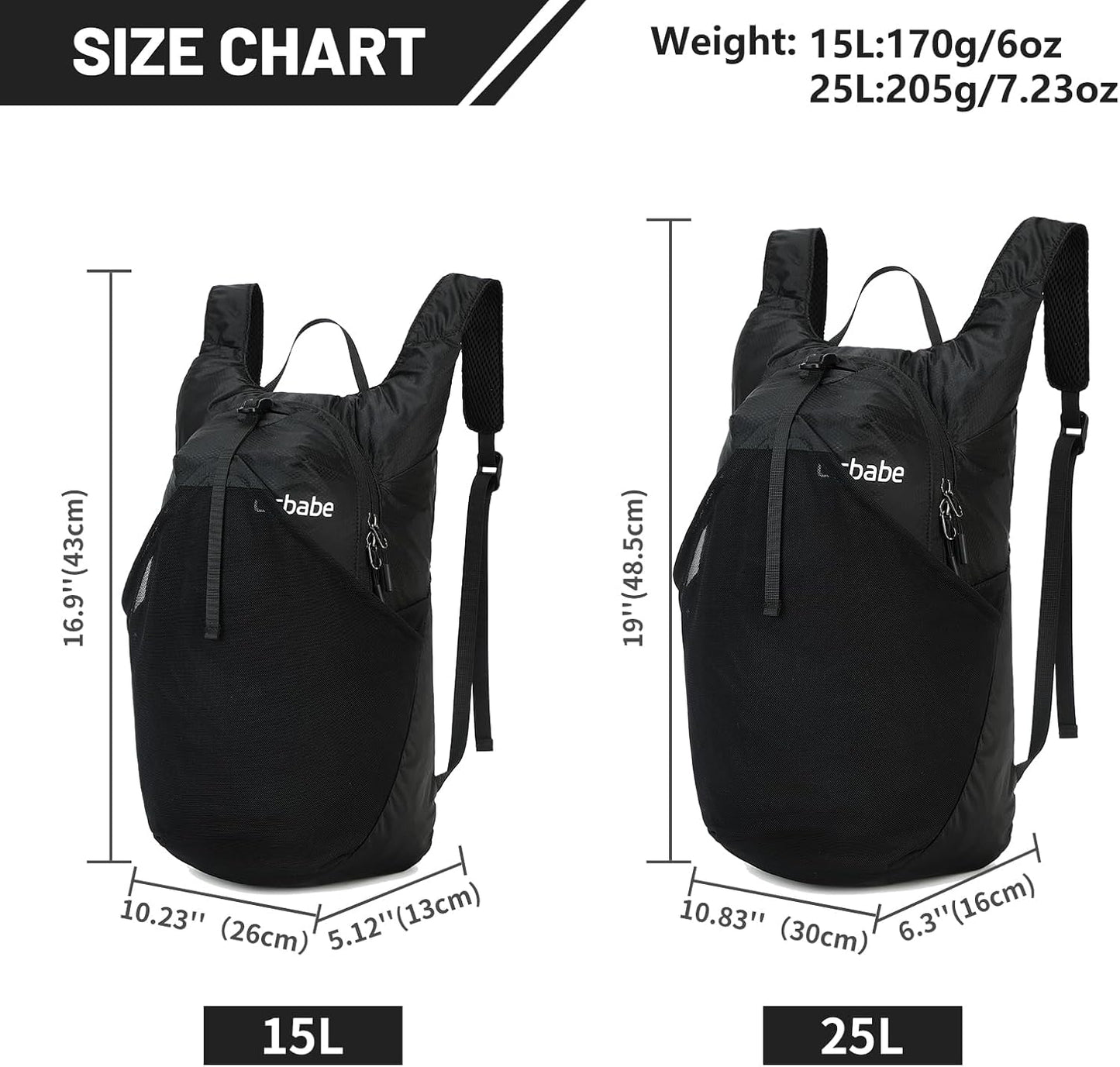 15L/25L Small Packable Lightweight Backpack Hiking Daypack Water Resistant Foldable Outdoor Camping Travel Bag for Women Men