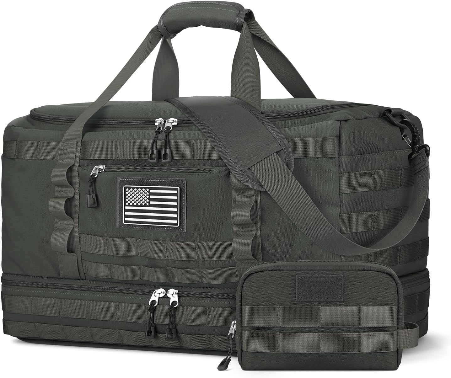 ETRONIK Travel Bag for Men Women, Gym Bag & Tactical Duffle Bags for Travel, Carry on with Toiletry Bag and Shoe Compartment, Weekender Overnight Trip with Wet Pocket for Workout Medical, Gray