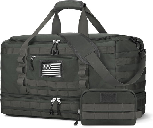 ETRONIK Travel Bag for Men Women, Gym Bag & Tactical Duffle Bags for Travel, Carry on with Toiletry Bag and Shoe Compartment, Weekender Overnight Trip with Wet Pocket for Workout Medical, Gray