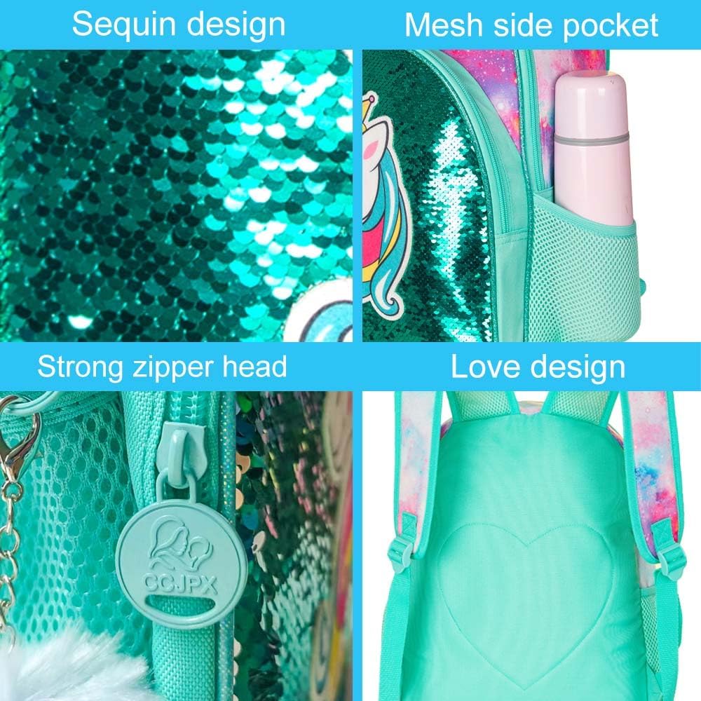 16" Backpack for Girls Boys 4-8, 3Pcs Kids Bookbag Set with Lunch Box, School Bag for Preschool Kindergarten