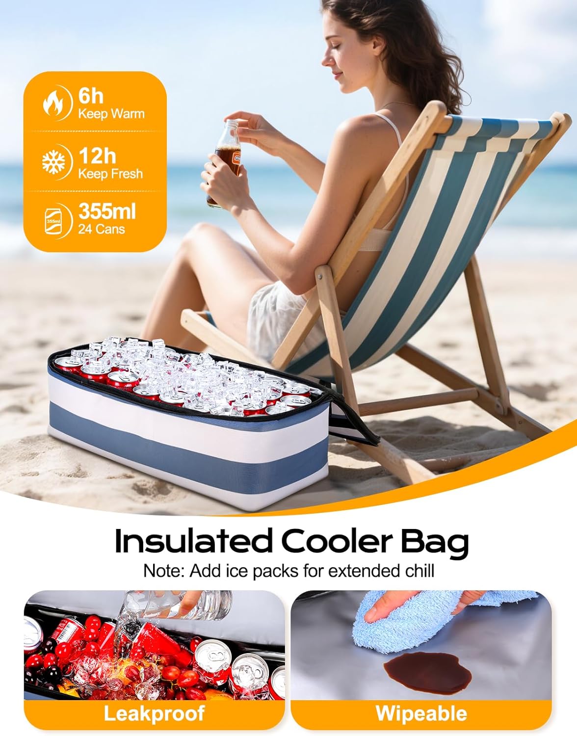 Beach Bag with Cooler, 54L Large Waterproof Sandproof Travel Tote Bag, Duffel Weekender Bag for Packing/Travel/Gym