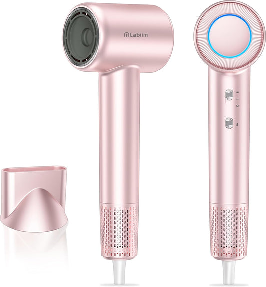 Hair Dryer, High-Speed Ionic Low Noise Blow Dryer with Brushless Motor for Fast Drying, Thermo-Control Quiet Compact Hair Blow Dryer, Hairdryer with 1 Nozzle Attachments for Home Salon Travel