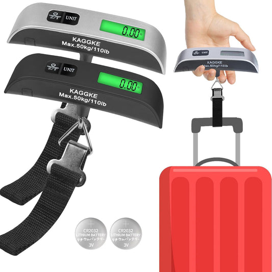 2 Colors Travel Digital Luggage Scale - Portable Baggage Scale - Suitcases Weight Scales - Ideal for Travel Scale Luggage Weight - 110LB/50KG, Includes Battery - Temperature Display Hanging Scales