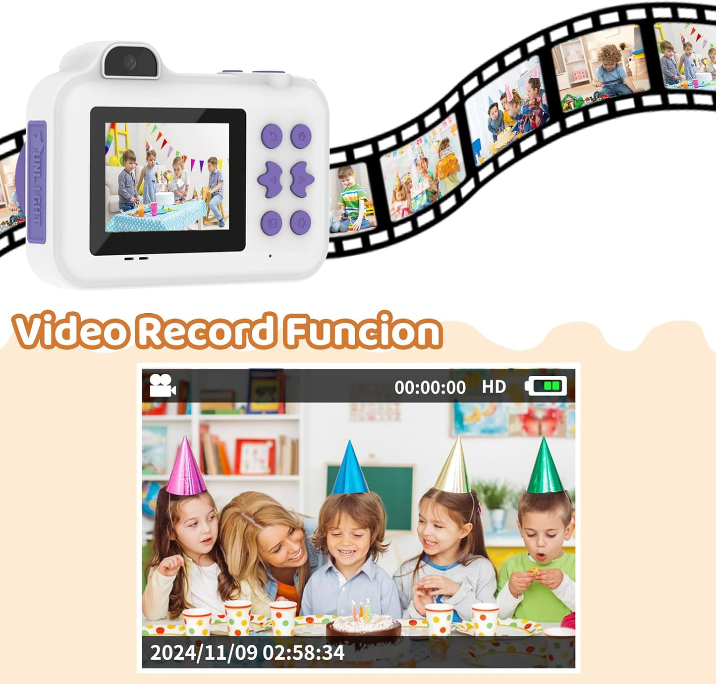 Kids Camera Instant Print, Christmas Birthday Gifts Toys for Girls Boys Age 4 5 6 7 8 9 10 11 12 Years Old,1080P HD Dual-Lens Selfie Digital Camera with 5 Rolls Print Paper Stickers Pens & 32G Card