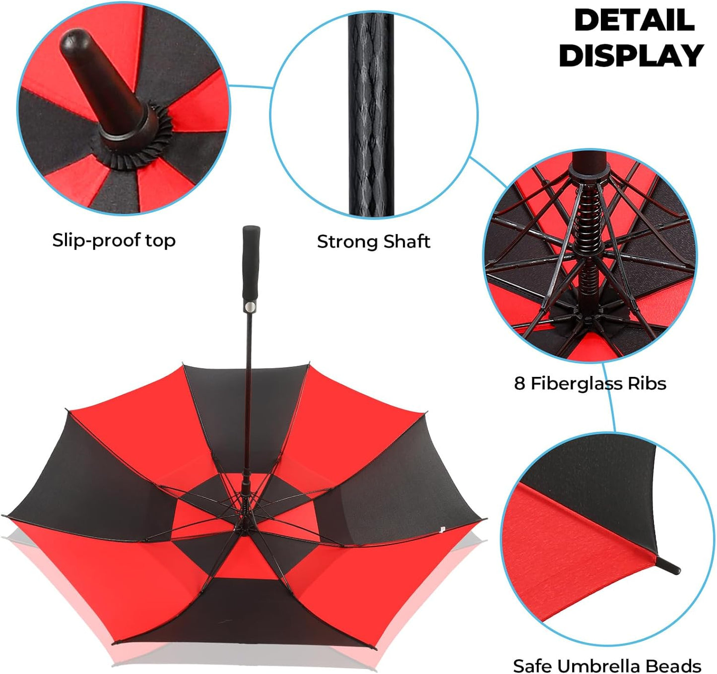 Automatic Open Golf Umbrella, 54/62/68/72 inch Extra Large Oversize Double Canopy Vented Stick Umbrellas, Windproof Waterproof Umbrella for Men And Women