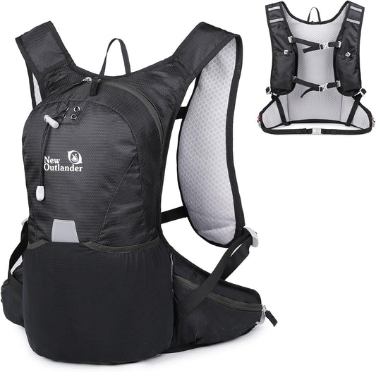 12L Small Hiking Backpack with Adjustable Chest Strap for Men, Running Backpack with Phone Pocket, Black