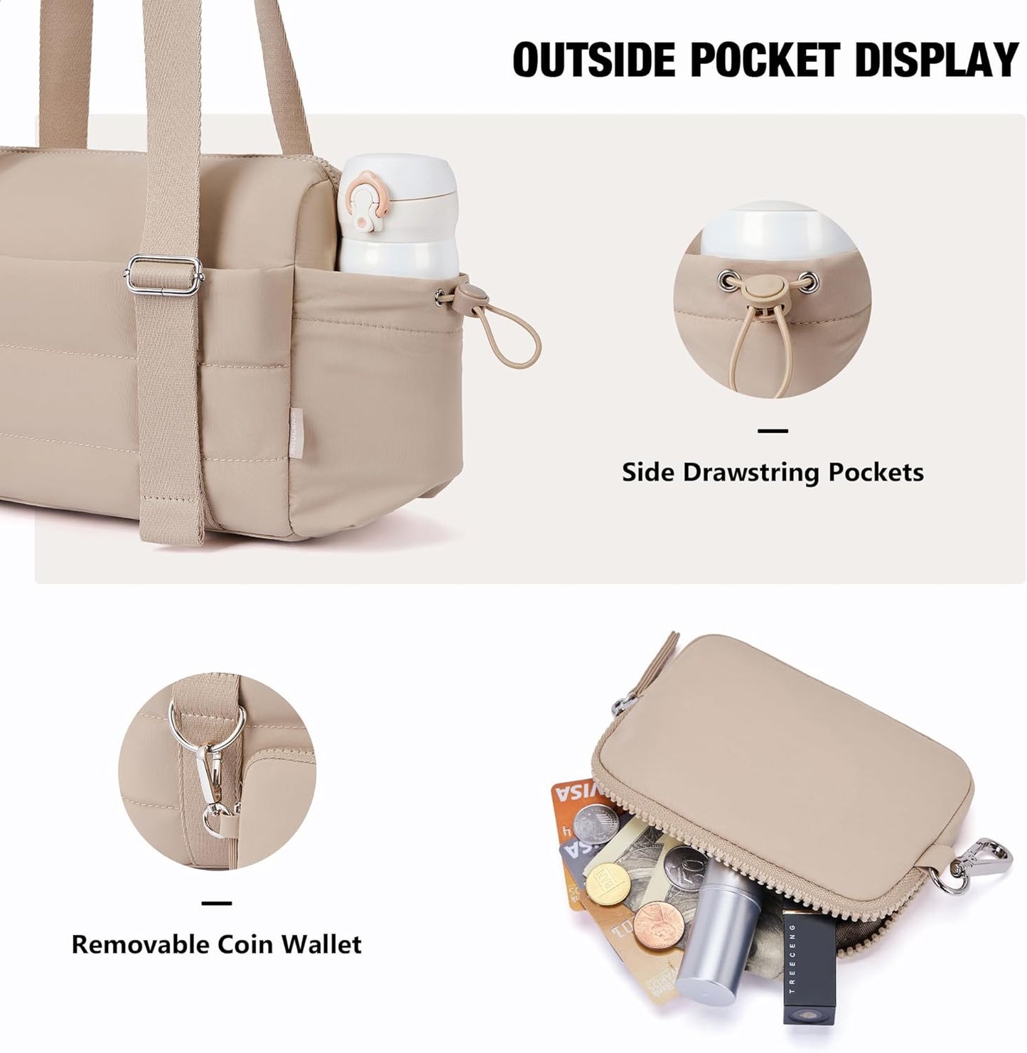 ROULENS Small Gym Bag for Women 2 Set Mini Gym Duffle Bag with Wet Compartment and Coin Wallet, Gym Tote Bag for Workout/Sport/Travel