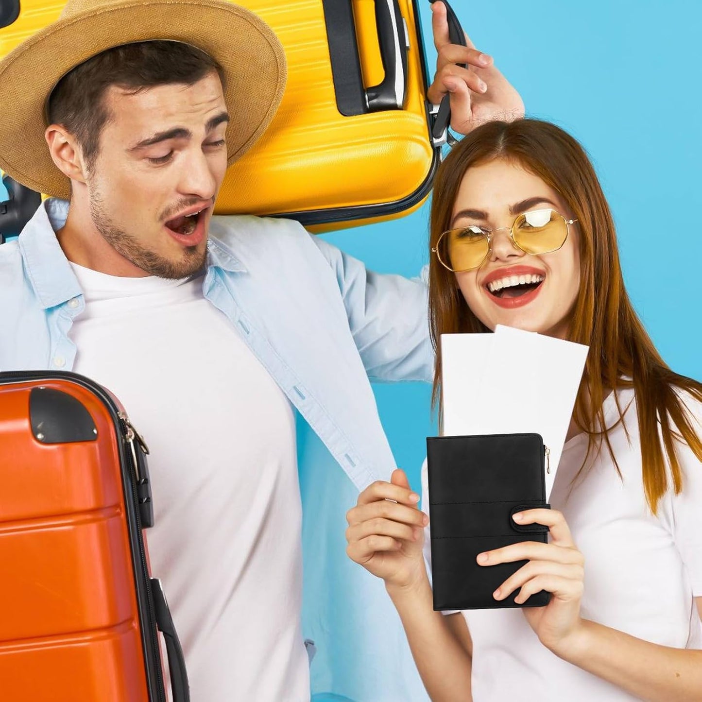 Leather Passport Holder for Travel, RFID Passport Wallet for Men, Passport Covers with Zipper Pocket, Travel Wallets Essentials Aesthetic Cute Passport Sleeve for Women(Black)