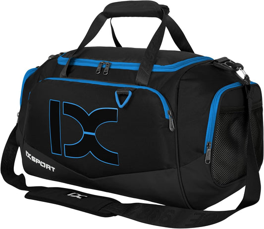 Sports Gym Bag，INOXTO Travel Duffel Bag with Dry Wet Pocket And Shoe CompartmentFor Women and Men，40L/55L Fitness Waterproof Weekender Bag For Swim Sports Travel Working Out (Black blue, 40L)