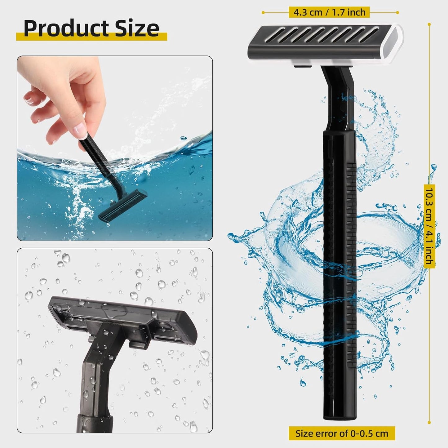 100 Pack Individually Wrapped Twin Blade Razors with Clear Safety Cap,Multipurpose Portable Shave Razor for Bathing Hotel Travel,Black(100 Count)