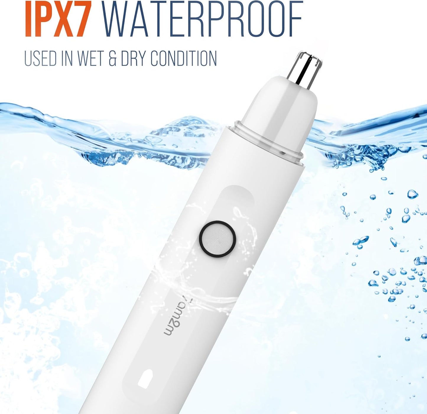 7AM2M PersonalCare Electric Nose and Ear Hair Trimmer – Rechargeable, 9000 RPM High-Speed Precision Cutting, Detachable Washable Blade, Portable Design Ivory