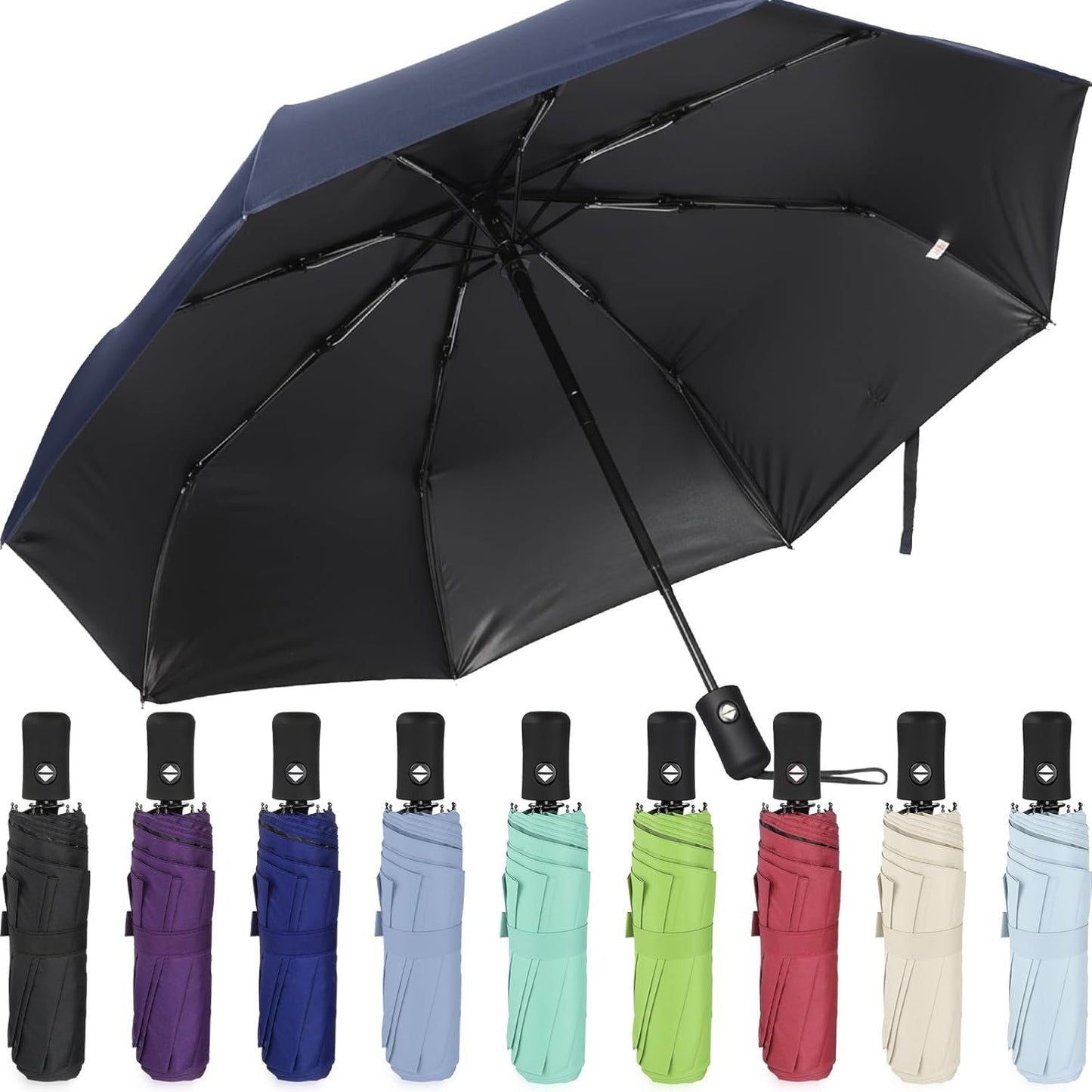 Kajaia 9 Pack Compact Umbrellas Bulk Folding Automatic Windproof Waterproof Umbrellas for Backpack Purse Car Women Men