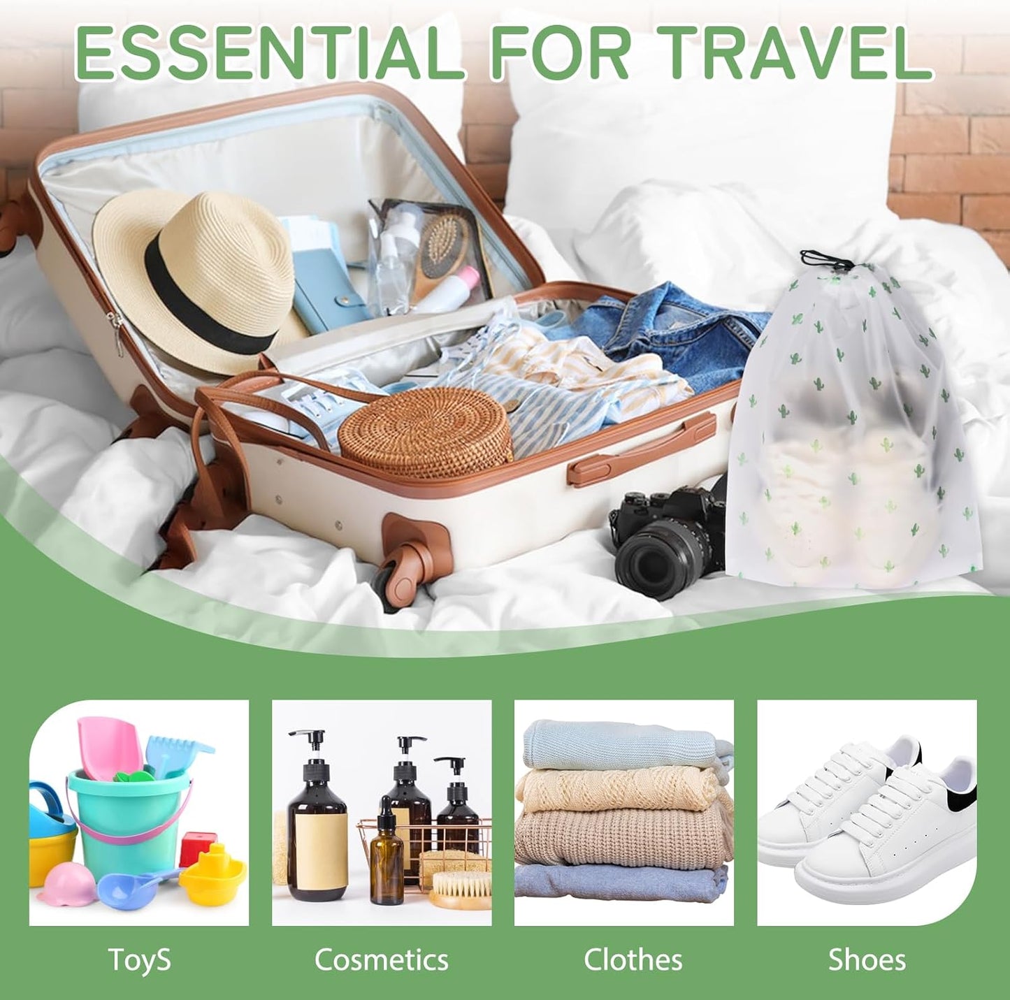 Shoe Bags for Travel, 15.7" x 11.8" Travel Shoe Bags for Packing, Large Waterproof Portable Travel Shoe Storage Bags Travel Essentials Women for and Men