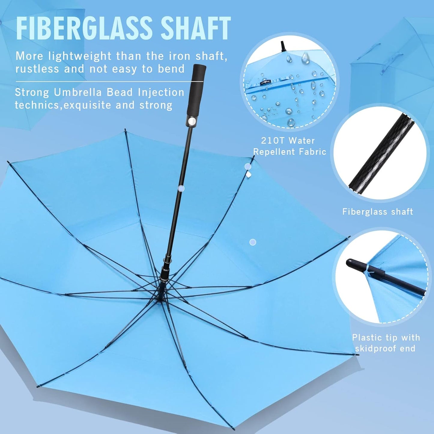 ZOMAKE Golf Umbrella Windproof, Extra Large Oversized Heavy Duty Double Canopy for Rain, Sports Games & Push Cart(51/54/62/68/72Inch)