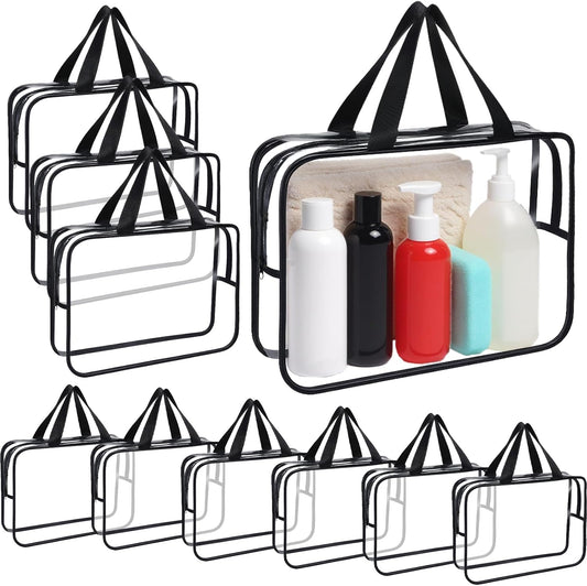 10 Pack Large Clear PVC Waterproof Storage Bags with Zipper Transparent Travel Organizer Cosmetics Books and Home Organization