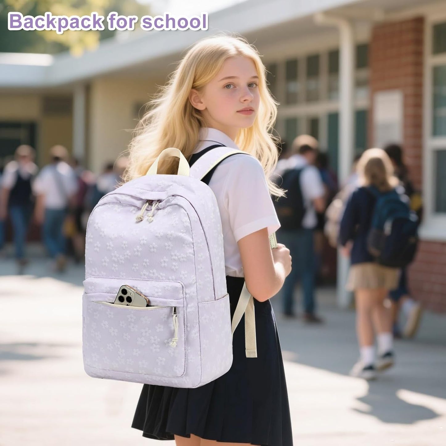 LEDAOU School Backpack Teen Girls Lightweight Bookbag Elementary Middle School Backpacks College Laptop Bag Travel Daypack