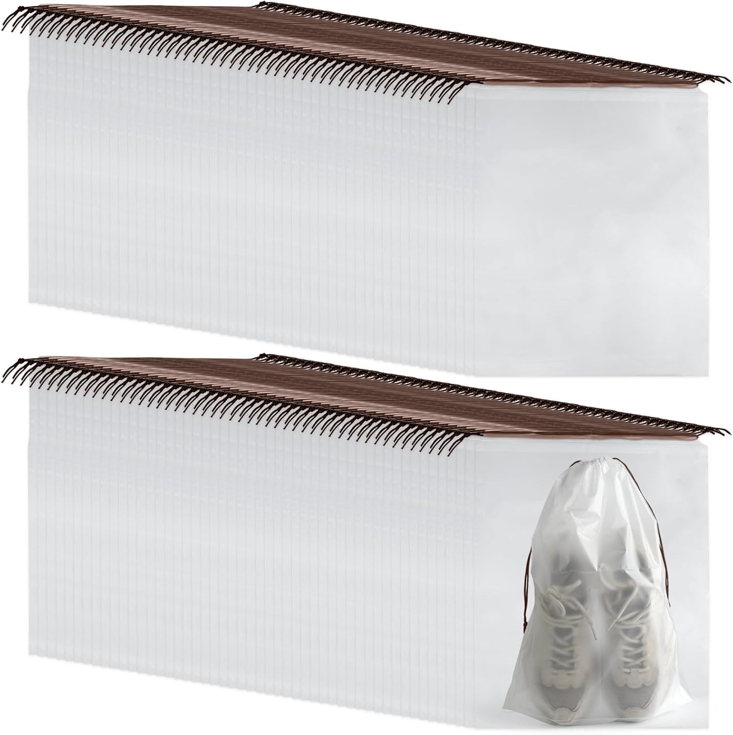 100 Pcs Shoe Bags for Travel, PLULON 15.7" x 11.8" Clear Drawstring Storage Bags Shoes Organizer for Packing Waterproof Dustproof Women Men Portable Travel Essentials