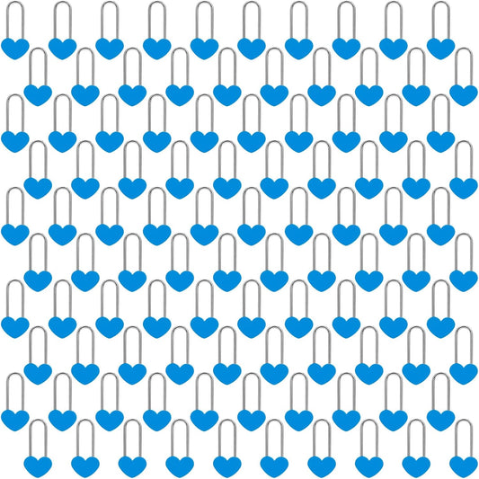 100PCS 3.5" 50mm Love Lock Heart Padlock,Blue Single Heart Wish Lock for Lovers Wedding,Valentines,Anniversary,Travel(NO Key)