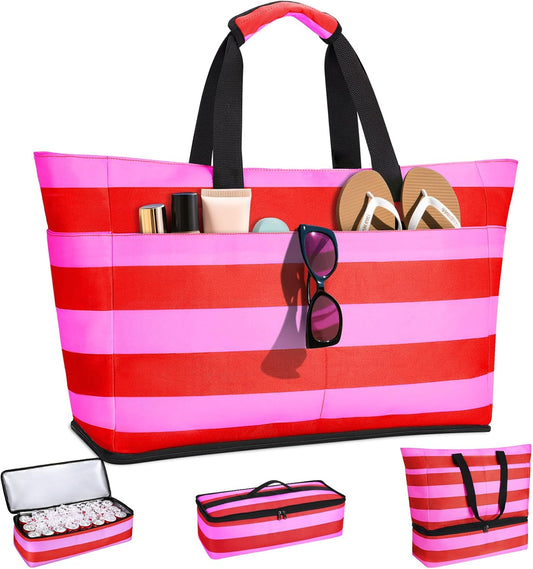 Beach Bag with Cooler, 54L Large Waterproof Sandproof Travel Tote Bag, Duffel Weekender Bag for Packing/Travel/Gym