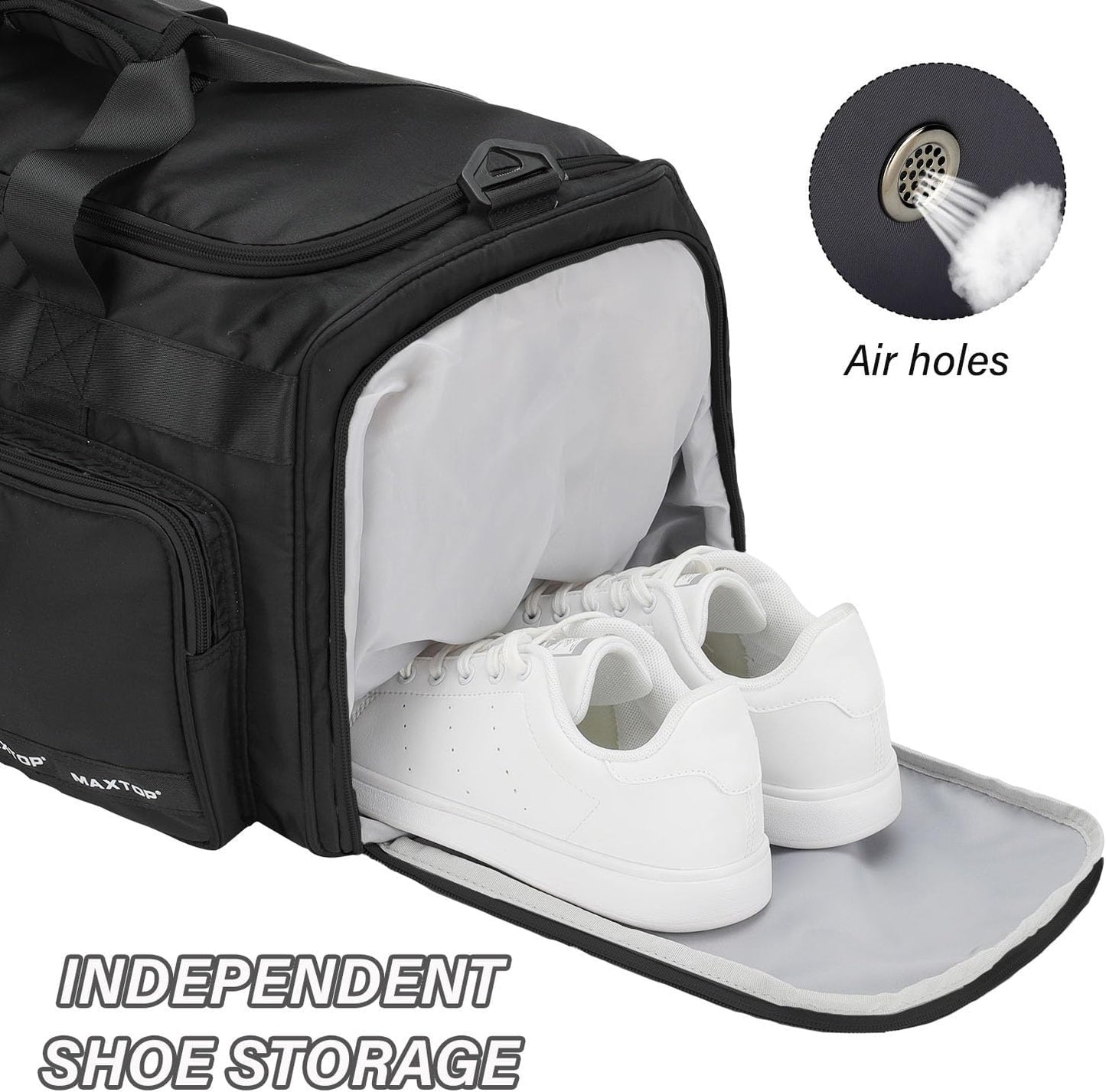 MAXTOP Gym Bag for Women Men Travel Duffle Bag Large Capacity Carry On Weekender Overnight Bag With Shoe Compartment Gym Tote Dry Wet Separation Duffel Bag for Travel