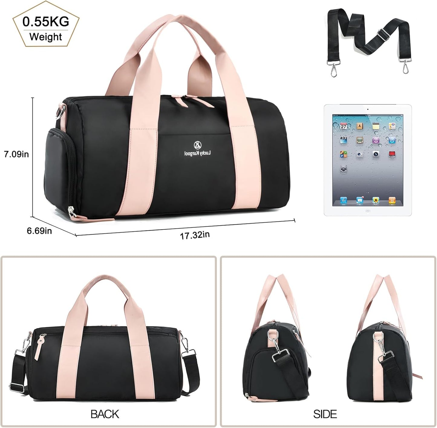 Small Gym Bag for Women with Wet Pocket & Shoes Compartment, Cute Mini Sport Duffel Gym Tote Bags for Yoga, Workout, Dance, Swim