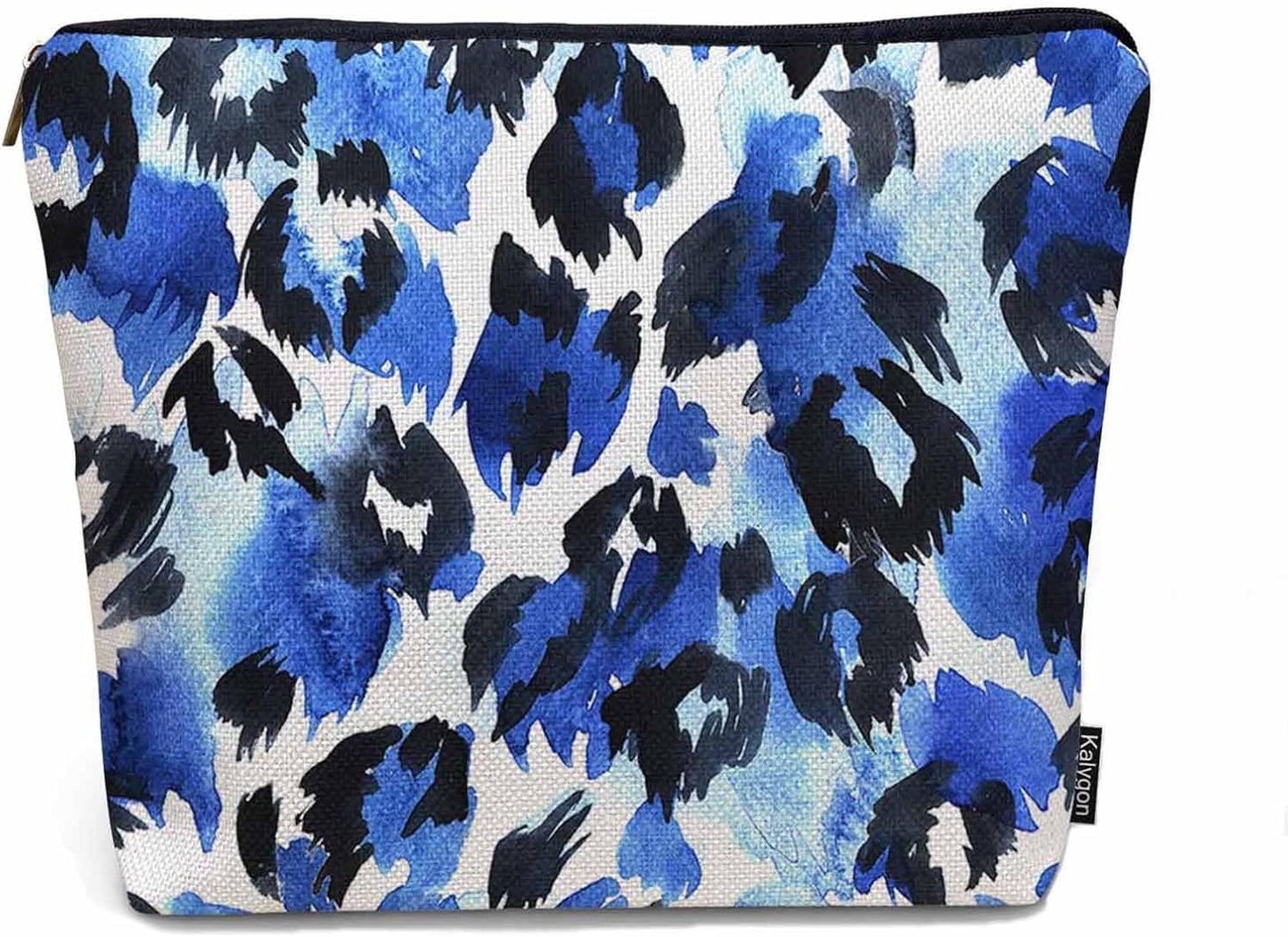 Leopard Print Makeup Bag For Women, Leopard Skin Adorable Cosmetic Bag Makeup Bags, Leopard Fur Zipper Bag Travel Bags Toiletry Organizers Pouch Bags Washing Bags For Gym Bathroom Blue Black