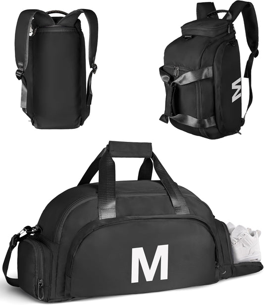 Gifts for Daughter, Initial Gym Bags with Shoe Compartment, Dance Bag for Girls, Monogram Kid Overnight Bags, Carry on Travel Duffel-Birthday Gift for Sister Niece Friend (Letter M)