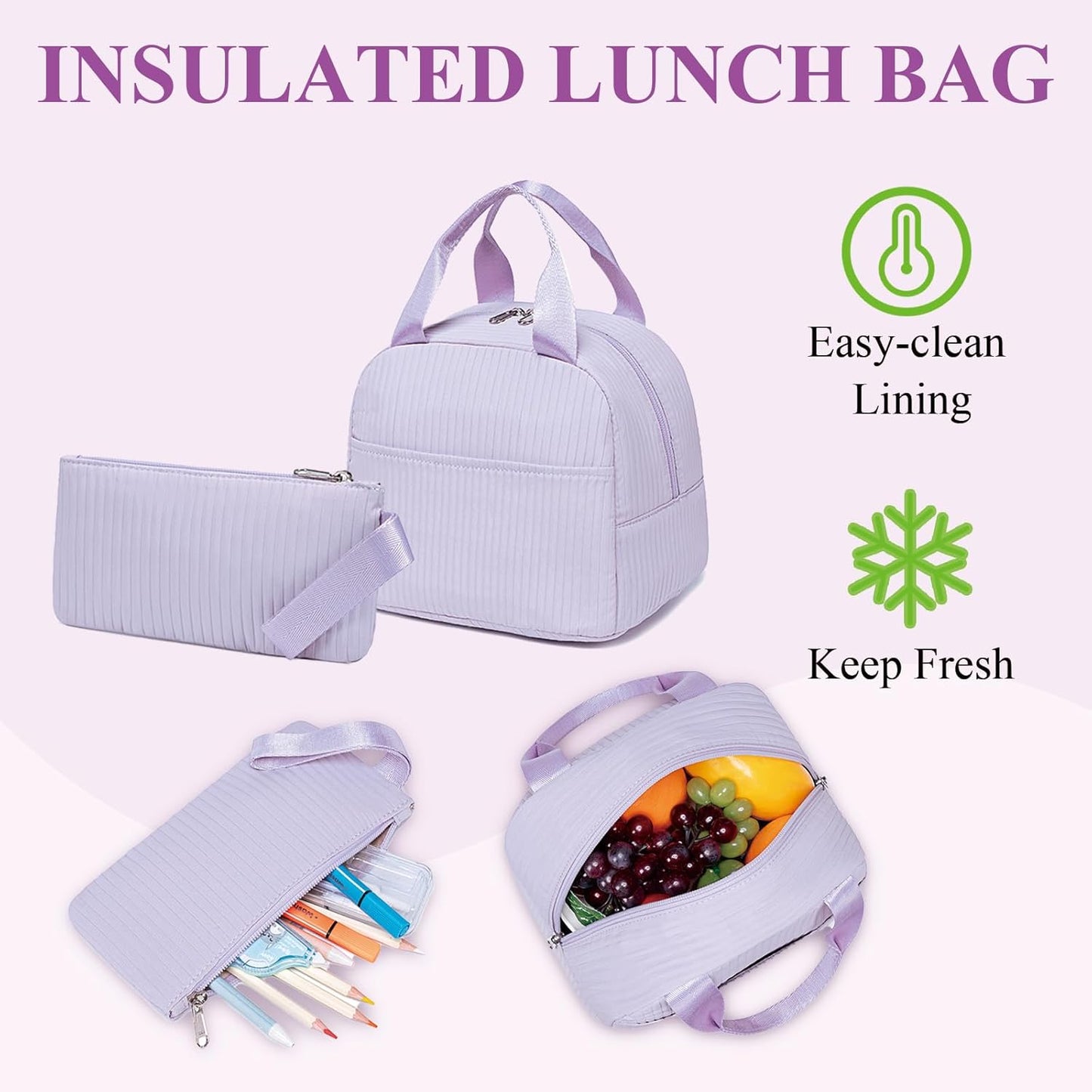 LEDAOU Backpack for Girls School Bag Kids Bookbag Teen Backpack Set Daypack with Lunch Bag and Pencil Case