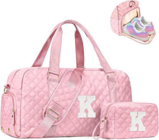 Monogram Duffle Bag Women Girls Gift: Initial Overnight bags, Dance Cheer bag Sports for Girl, Kid Gymnastics Bags, Birthday Gifts for Women Girls Kids Teens Mom Teacher