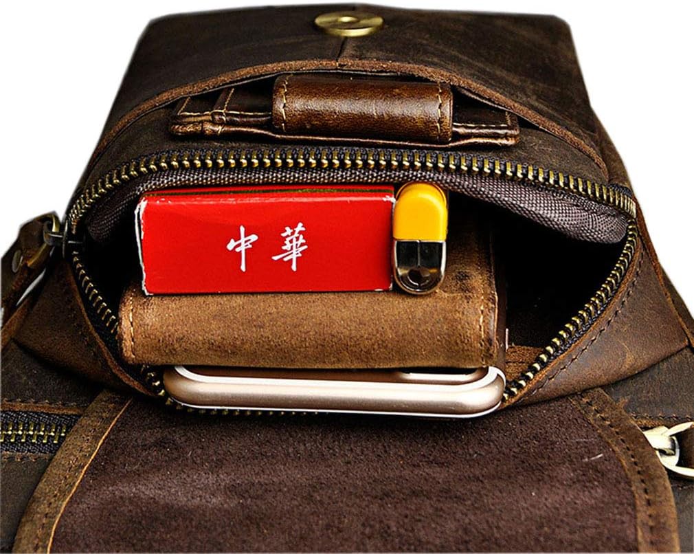 Leather Waist Pack Drop Leg Bag for Men Women Belt Bumbag Multi-Purpose Motorcycle Bike Outdoor Sports Tactical Cycling Riding Hiking Camping Pouch