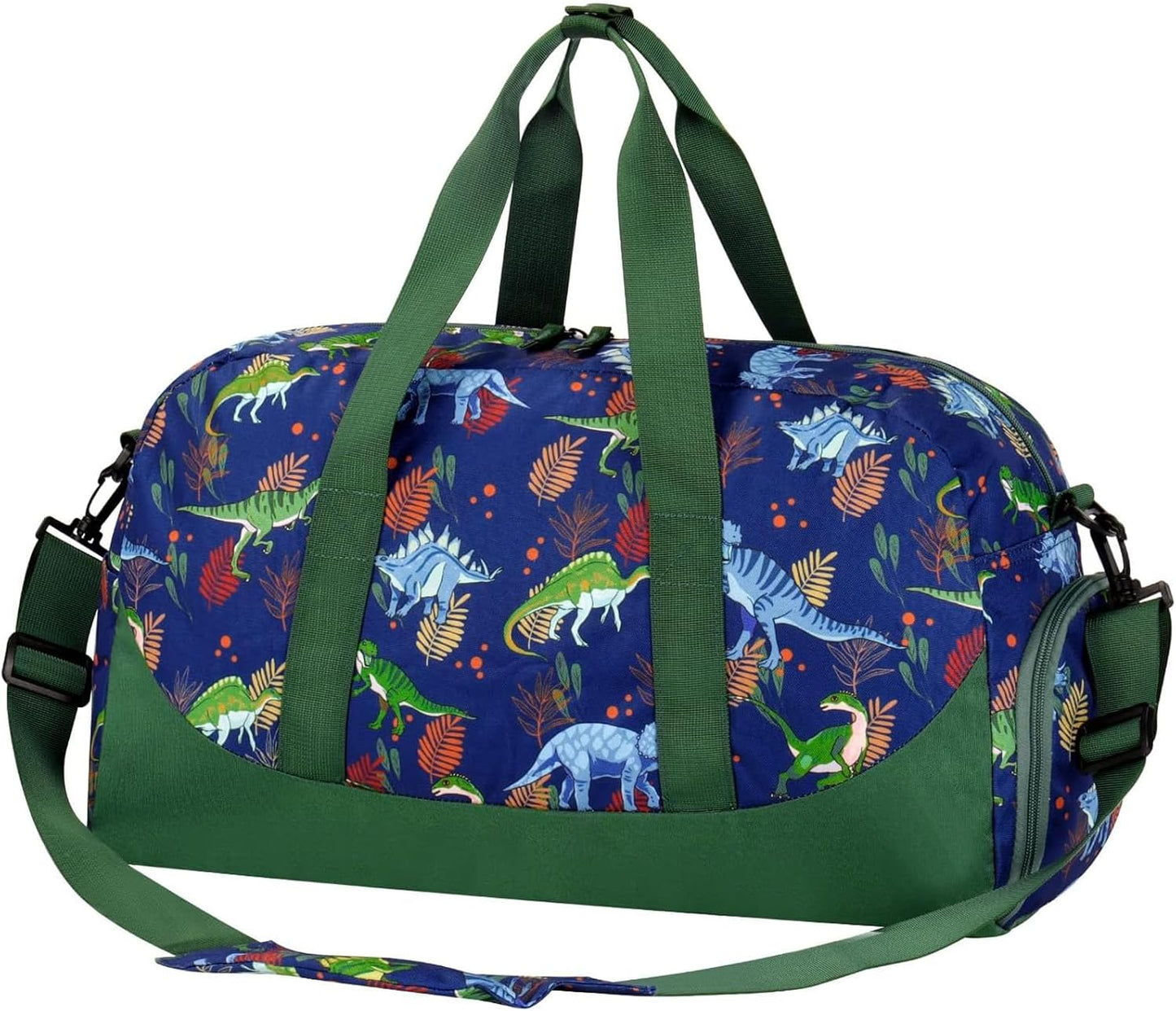 Choco Mocha Kids Dinosaur Duffle Bag - Boys Travel & Overnight Bag for Toddlers - Green