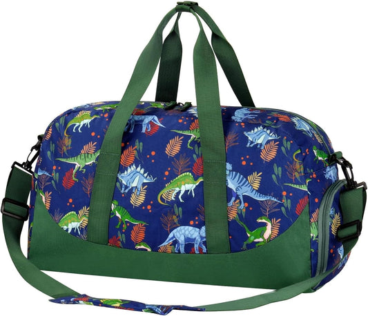 Choco Mocha Kids Dinosaur Duffle Bag - Boys Travel & Overnight Bag for Toddlers - Green