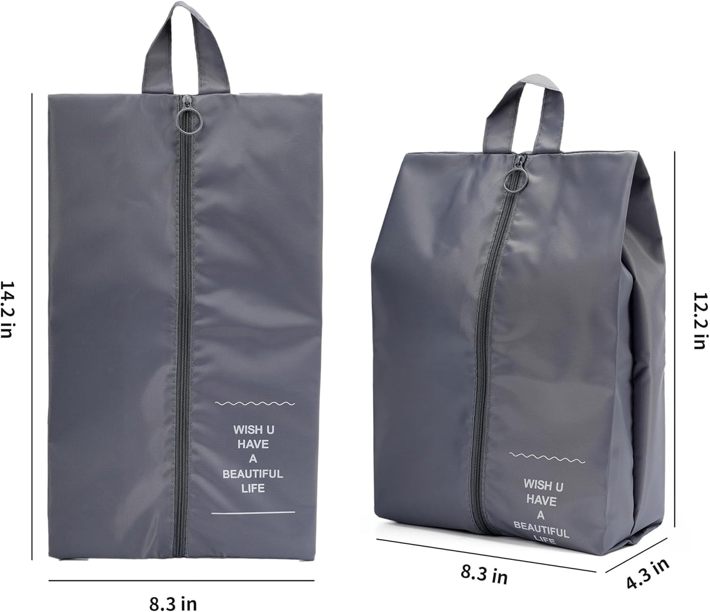 Shoe Bags for Travel, 2 Pack Large Multi-color Shoe Bags for Men Women, Waterproof Portable Shoe Organizer bag with Sturdy Zipper (Grey)